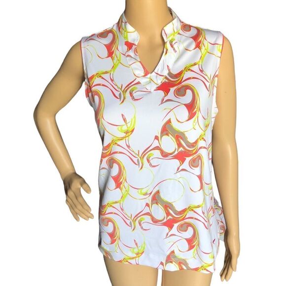Golf America Polo Activewear Abstract Print Sleeveless Shirt Top Sz LP - Picture 1 of 6